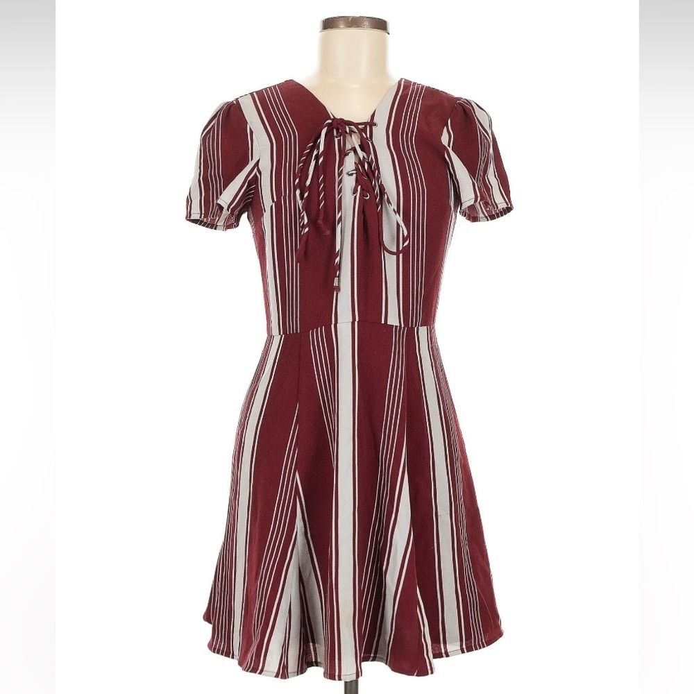 Lovers + Friends Compass Stripe Lace-Up Fit & Flare Dress Size Medium - Picture 3 of 8